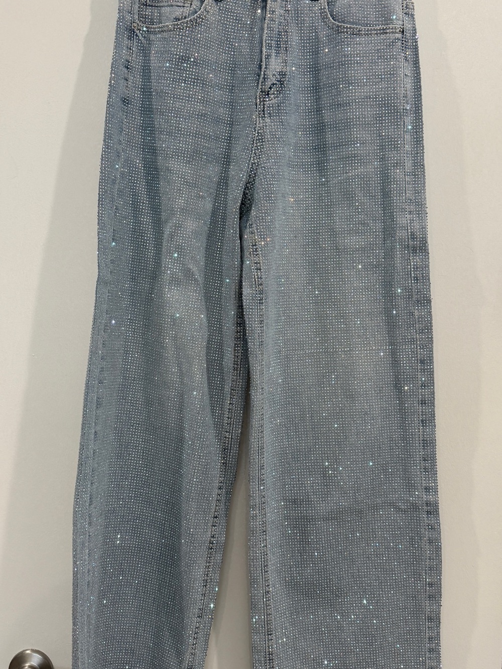Rainbow Diamanté Blue Wide Leg Sparkle
Covered Jeans